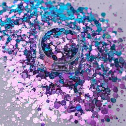 Decor pentru unghii NADP043II Paiete cu sclipici decor unghii Cameleon Shift Chunky HX04 Blue-Pink